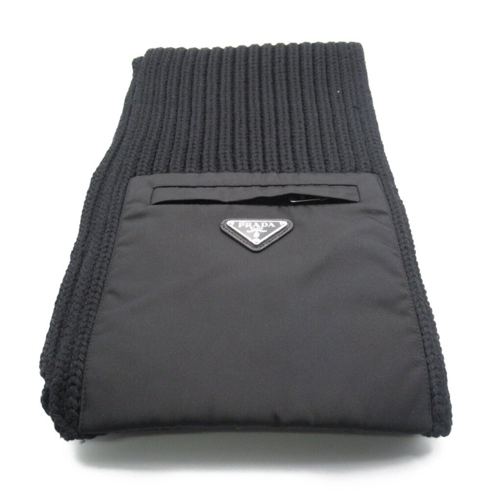 PRADA Scarf wool Black NEW unisex